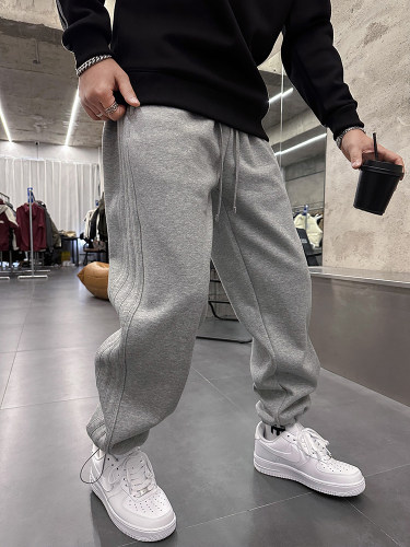 加绒可调节脚口运动休闲裤