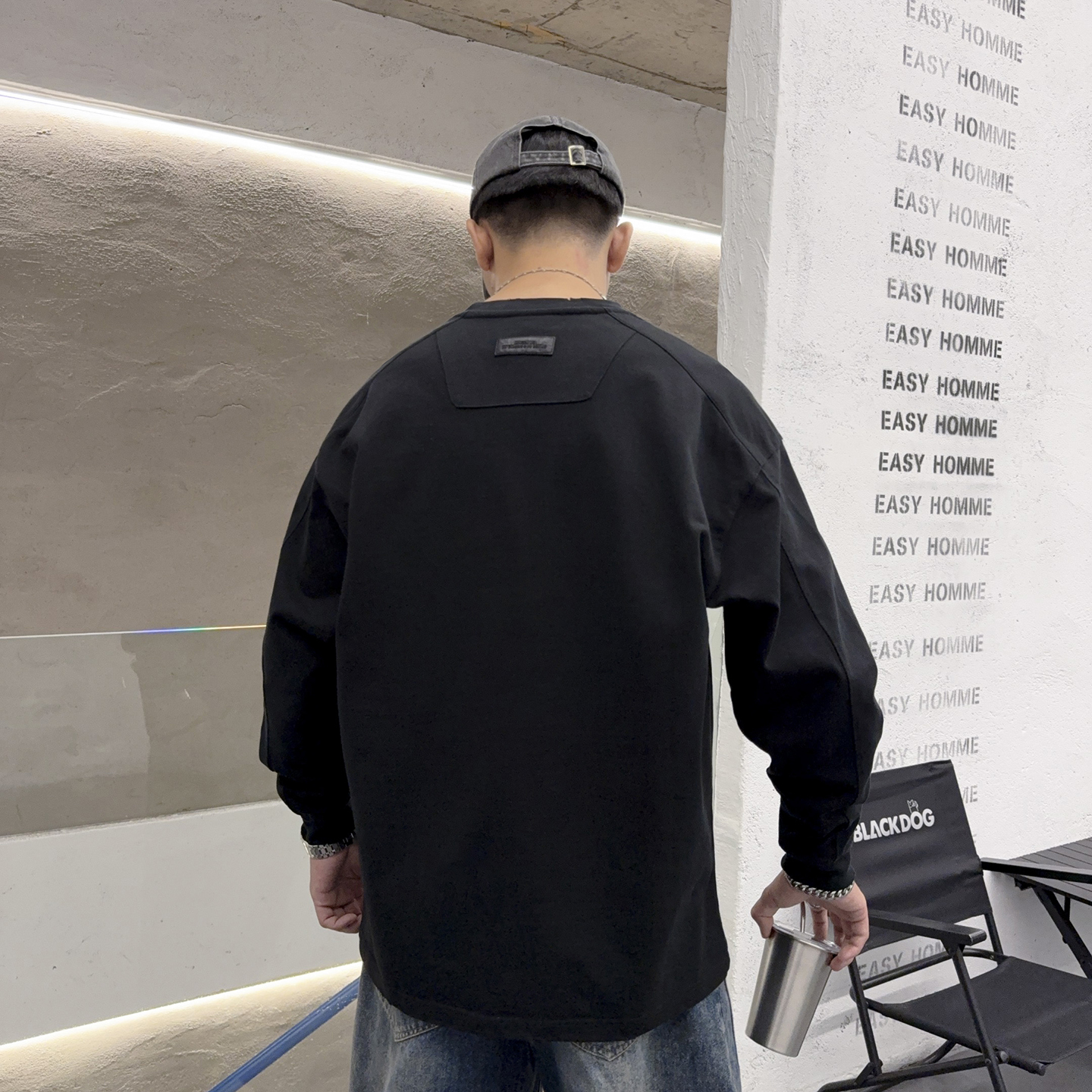 秋款重磅纯色基础款圆领百搭长袖