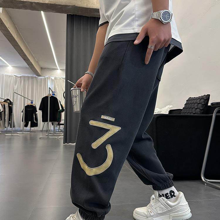 韩系个性休闲裤男春季新款水洗做旧贴布绣帅气卫裤青年宽松哈伦裤,男装,休闲裤,淘宝优惠券,粉丝福利购,淘宝优惠卷