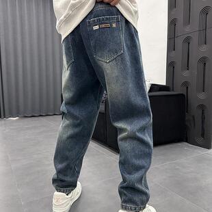 男流行百搭宽松直筒裤 长裤 青年春季 日常净版 子 新款 蓝色休闲牛仔裤