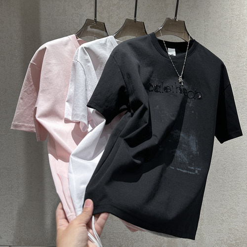 春季新款个性字母印花圆领短袖