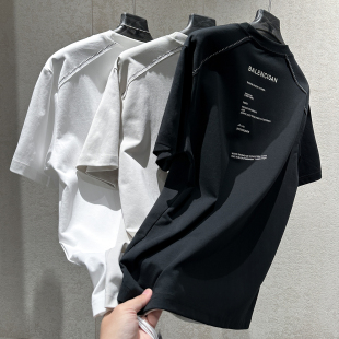 美式 型时尚 风圆领短袖 插肩设计宽松版 字母印花T恤 男个性 早春新款