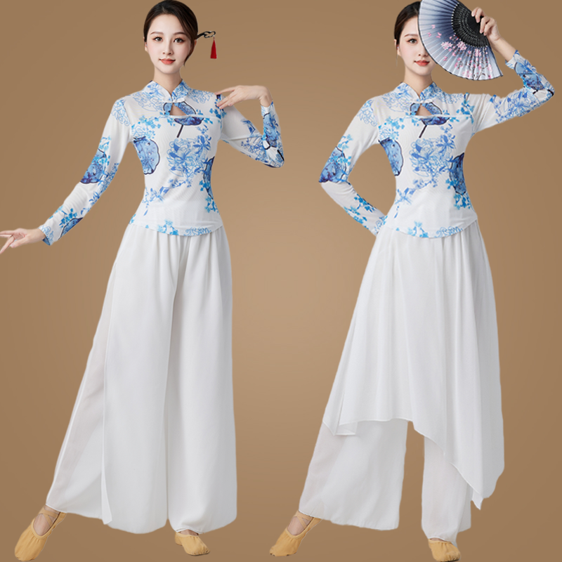 青花瓷古典舞蹈演出服旗