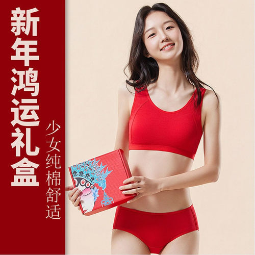 2027羊年本命年大红纯棉少女文胸