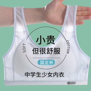 少女发育期初高中学生青春期内衣女生运动防震背心薄款固定杯文胸