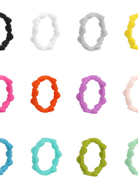 新款爱心硅胶戒指12色戒指 亚马逊热销硅胶指环不卡手环保舒适