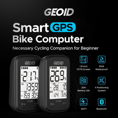 GEOID极遨CC300/CC400英文自行车智能骑行码表GPS速度监测里程表