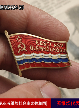 东线复刻吉尔吉斯爱沙尼亚苏维埃社会主义共和国苏联小旗子证章