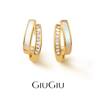 高级感白贝母耳钉耳环法式2025新款爆款耳夹女无耳洞小众轻奢耳饰