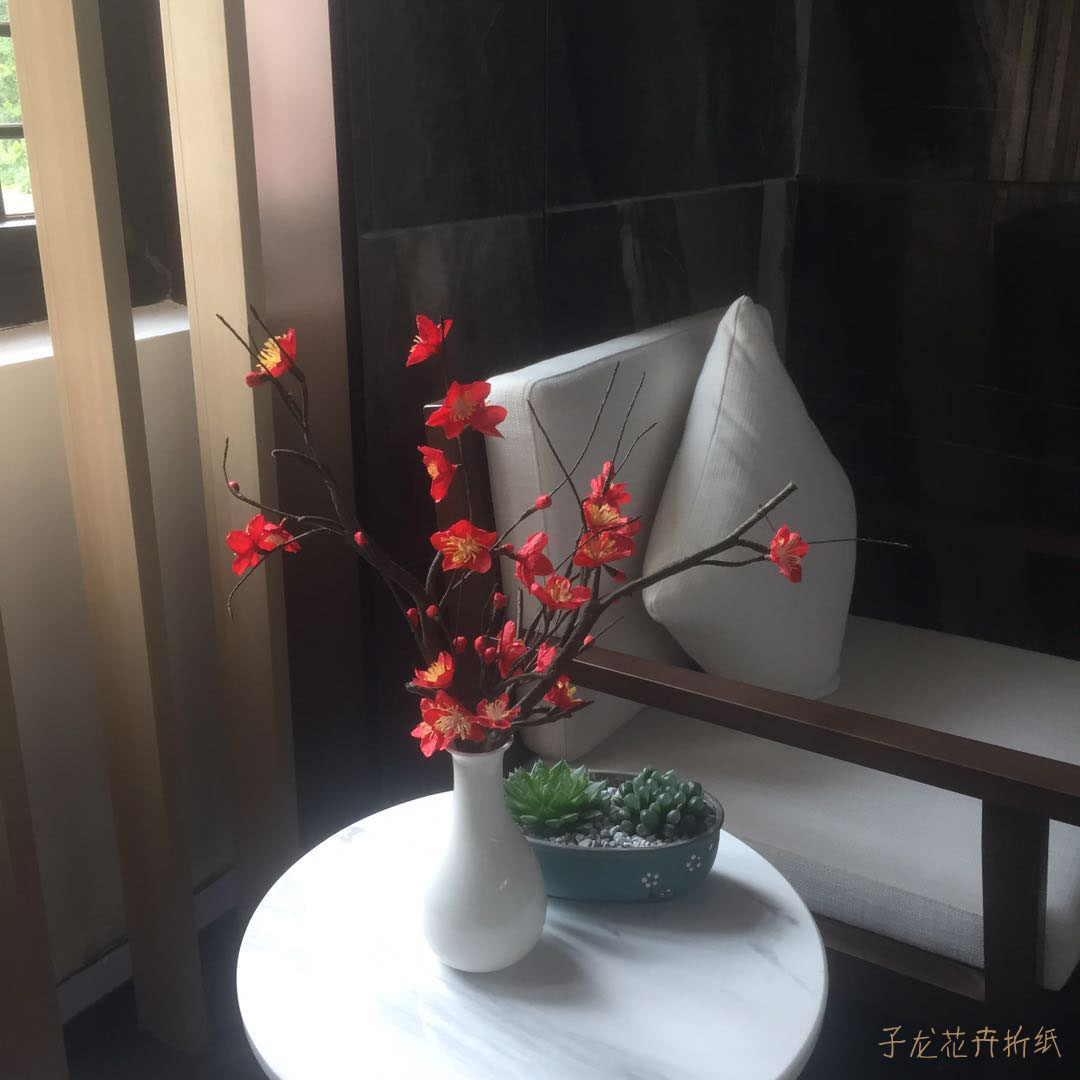 小儿教学亲子手工制作diy吉祥花桃花红梅花高端折纸艺作品材料包