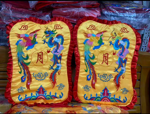 龙凤芭蕉扇双面绣日月扇芭蕉扇用庙里神堂刺绣神明扇一对绣品中号