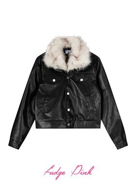 Fudge Pink 25秋季New美式复古个性设计毛领夹克外套