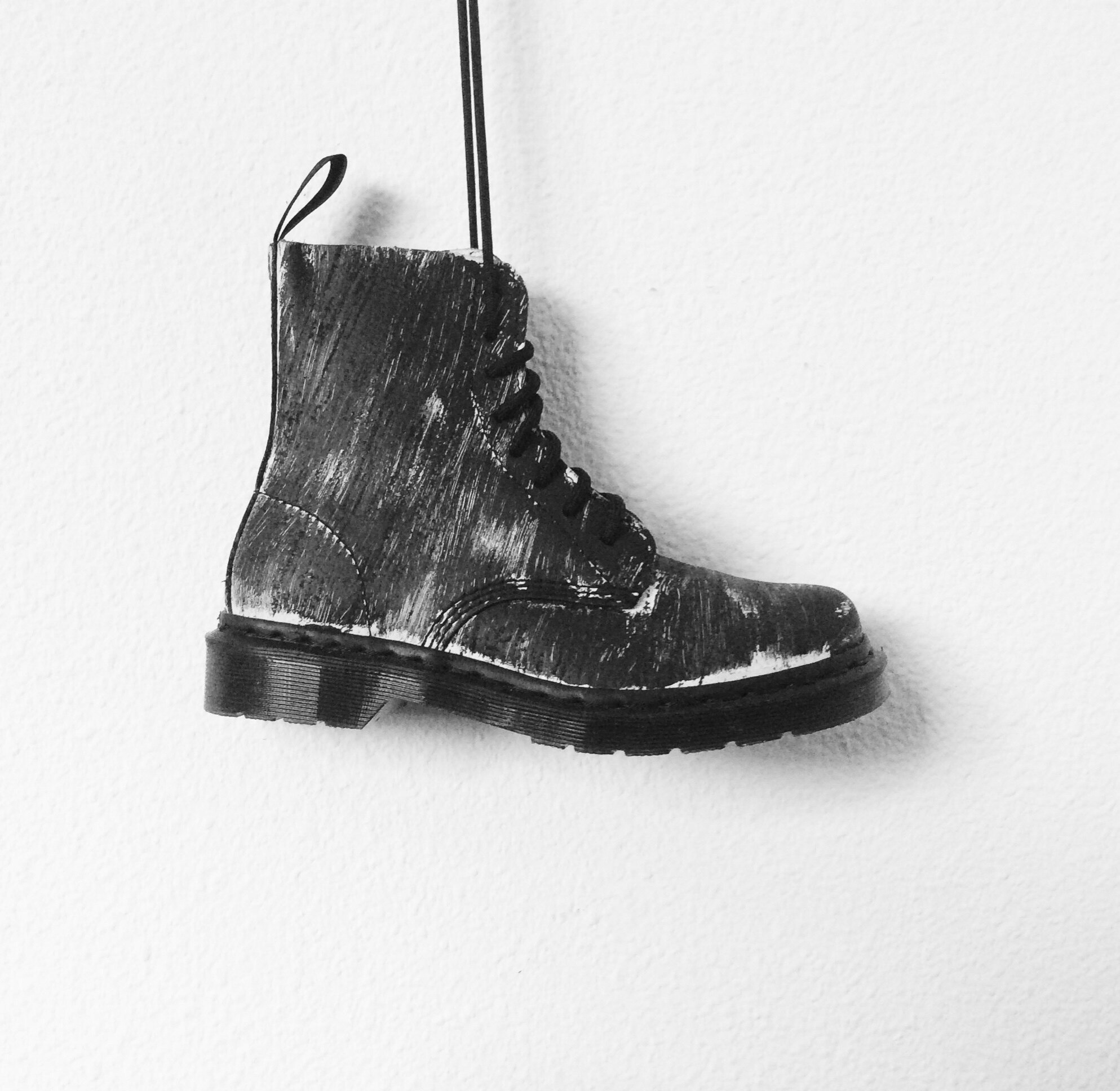 法国小众设计师daymare暗黑先锋系列黑色涂鸦高帮马丁靴