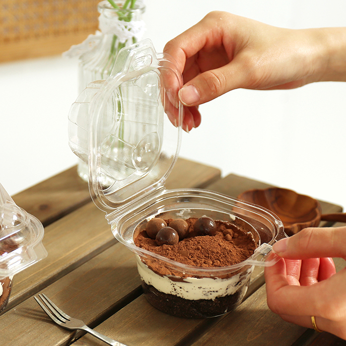 奶油莓果提拉米苏盒子迷你小甜品包装盒塑料一次性单粒蛋挞打包杯