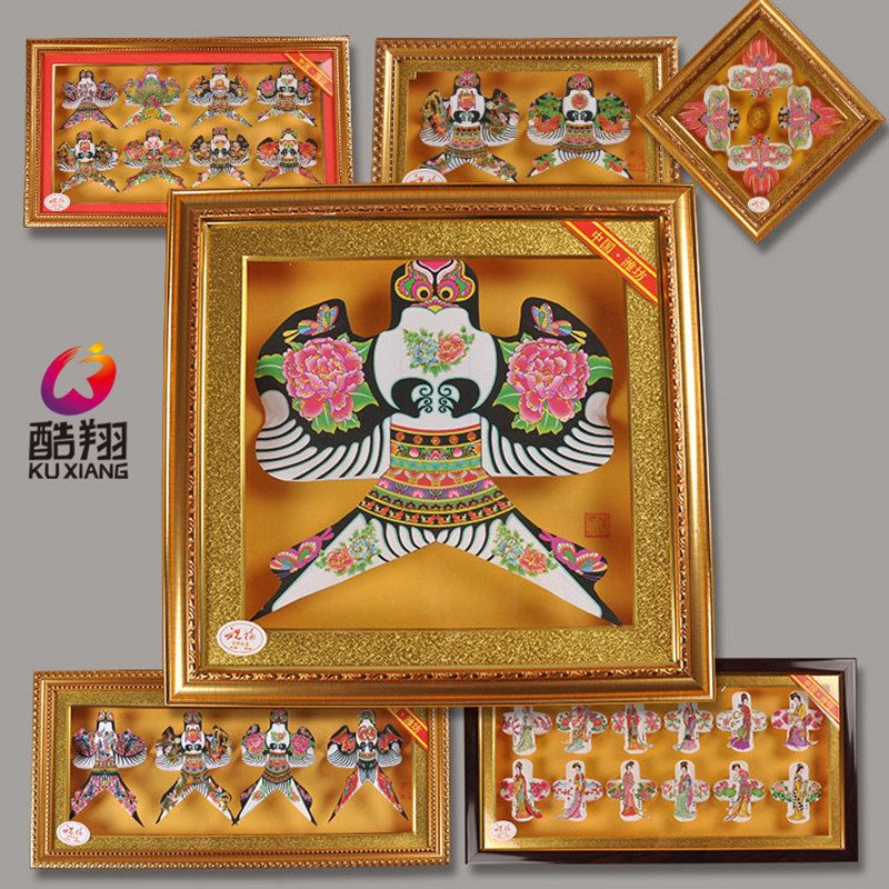 2018新款潍坊风筝礼盒玻璃 传统镜框沙燕风筝工艺品礼品风筝标本