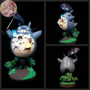 宫崎骏动漫周边桌面摆件二次元雕像模型可爱撑雨伞龙猫手办礼物