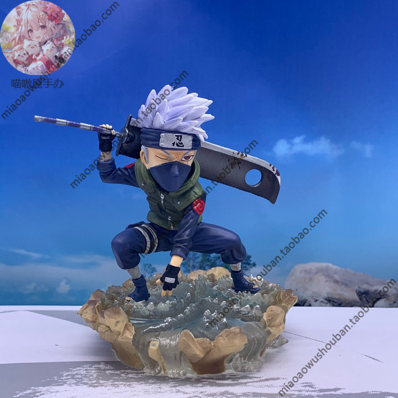 火影忍者gk忍界大战wcf扛刀旗木卡卡西q版手办模型雕像车载摆件