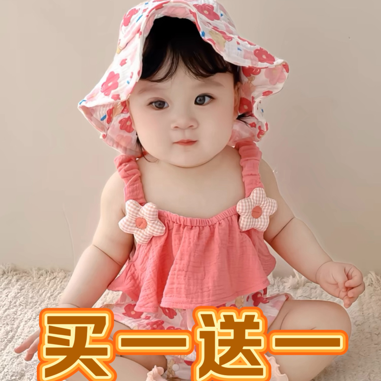 新生婴儿衣服女孩夏天吊带纯棉纱布夏装连体女宝宝百天包屁衣夏季