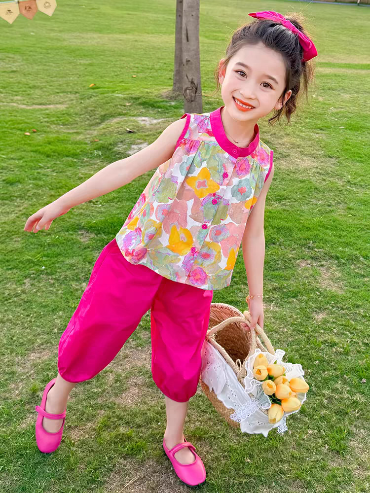 女童套装夏季2024新款网红小童女宝宝夏款洋气时髦儿童装韩范夏装