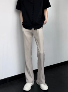 男cleanfit显高显瘦休闲长裤 皓掌柜高级感修身 免烫微喇叭垂感西裤