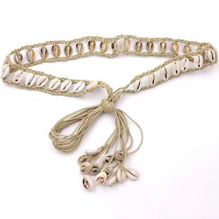 夏季 饰手工腰带女 女士贝壳天然编织民族风装