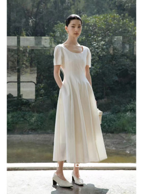QIQI绮绮家~ 法式复古赫本风浪漫休闲收腰连衣裙4298【ES】#3-12