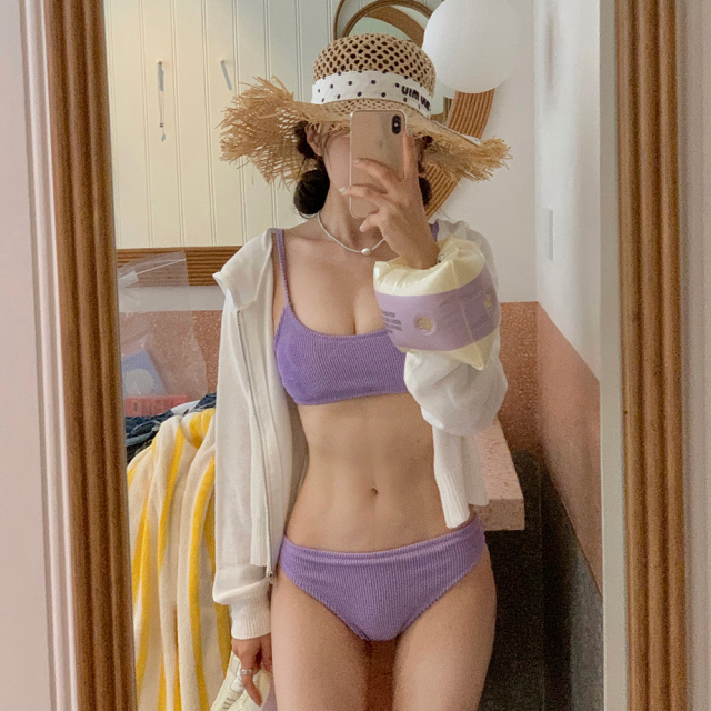 泳衣女2025新款爆款性感紫色女款比基尼两件套分体式纯欲风泡温泉