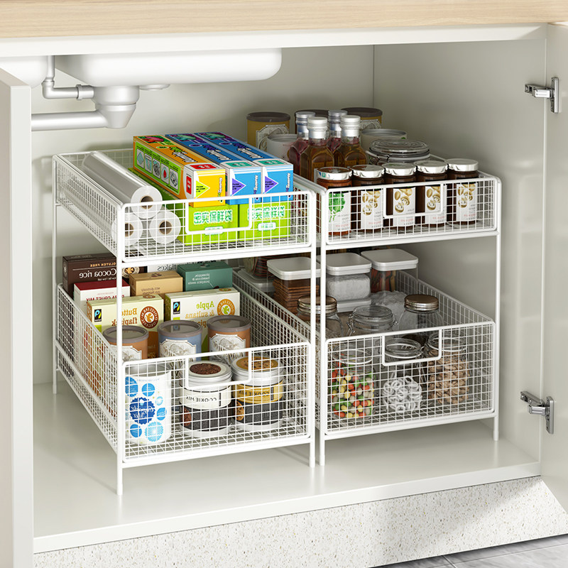 浴室厨房下水槽置物架台面抽屉式卫生间柜下抽拉分层整理收纳架子