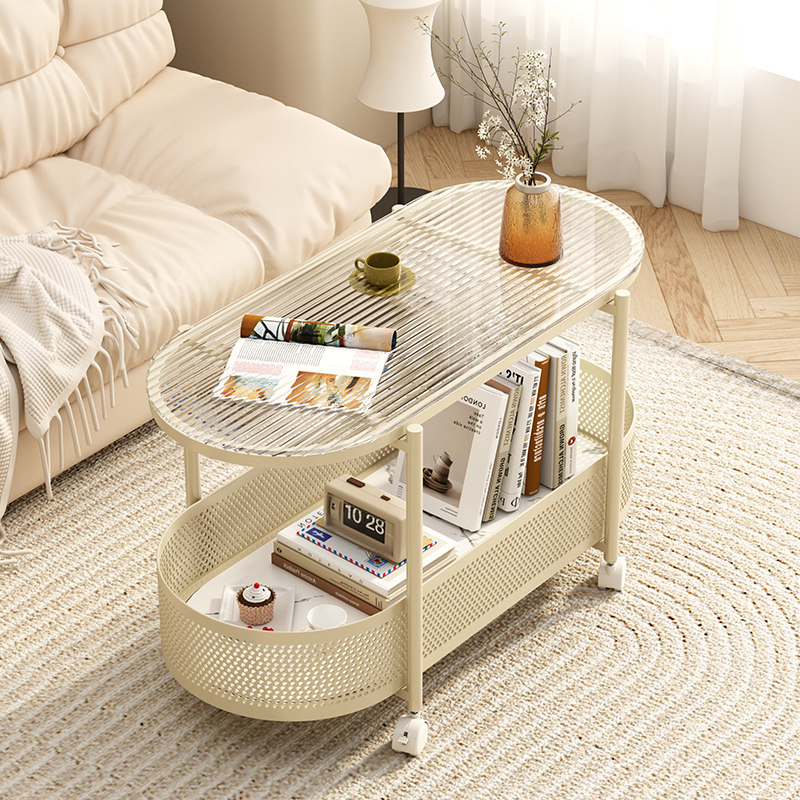 北欧钢化玻璃茶几可移动沙发边几边柜小推车简约现代侧边柜置物架,住宅家具,移动边几/推车,淘宝优惠券,粉丝福利购,淘宝优惠卷