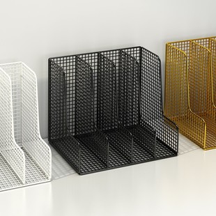 金属文件架办公桌置物架书架桌面文件框文件夹收纳盒桌面文件放置架书架文件筐栏文具整理架档案收纳架书立架