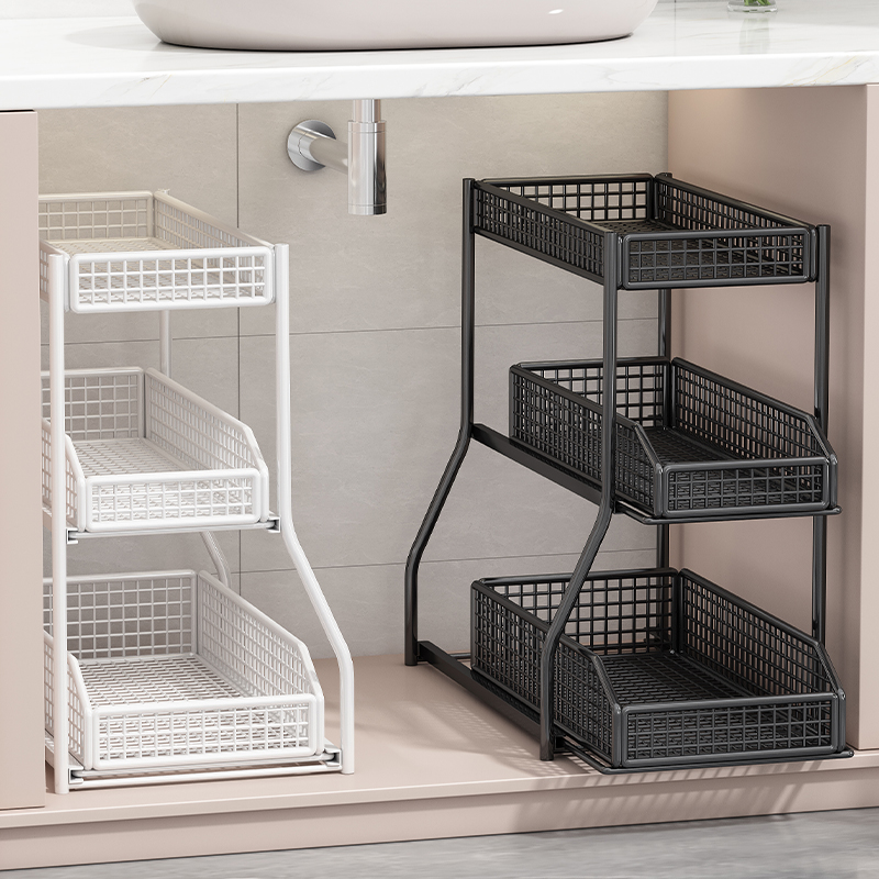 卫生间浴室柜下水槽置物架抽拉式