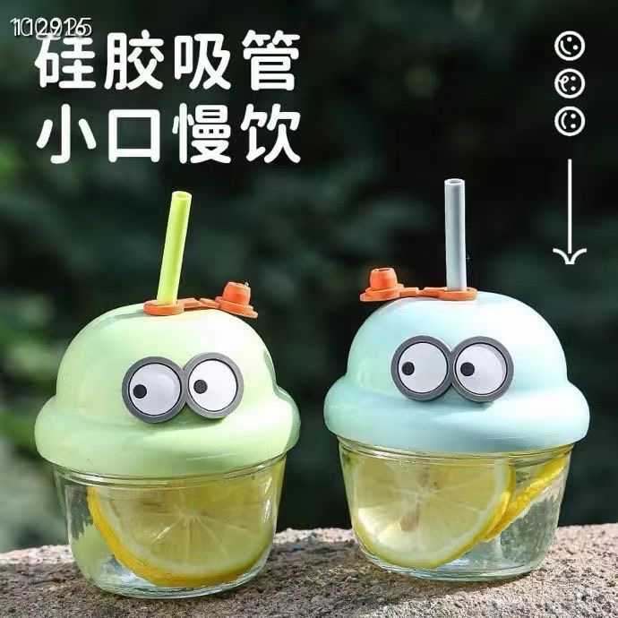 迷你卡通墩墩杯网红新款咖啡杯便捷玻璃水杯个性卡通学生牛奶水杯