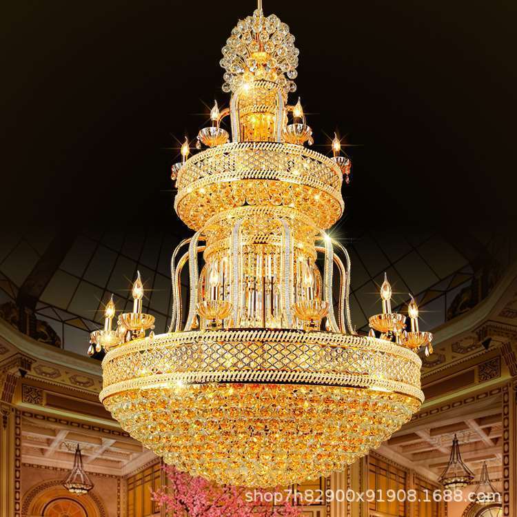 欧式水晶大吊灯别墅复式楼酒店吊灯大堂工程大厅楼梯中空吊灯灯具