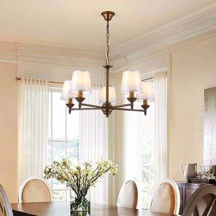 美式乡村客厅吊灯简约现代led餐厅卧室书房复古田园风格艺术灯具