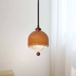 中古侘寂风餐厅吊灯玻璃吧台vintage餐桌复古主卧室床头小吊灯