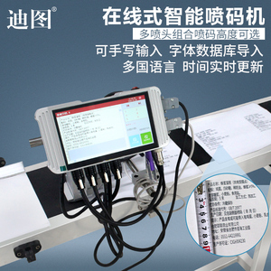 迪图7寸大屏UV500口罩喷码机全自动喷墨流水线打生产日期激光打码