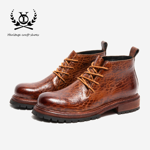 固特异男鞋冬季加绒保暖男士马丁靴真皮高帮男款牛臀皮靴子男皮靴