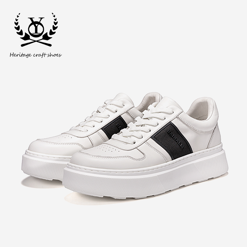 牛皮小白鞋男增高厚底真皮休闲鞋白色板鞋潮牛皮男鞋男士运动皮鞋