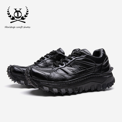 马皮老爹鞋男款2025秋季新款厚底增高时尚休闲鞋真皮百搭运动鞋潮