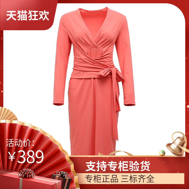 DVF连衣裙2022春秋新款v领系带