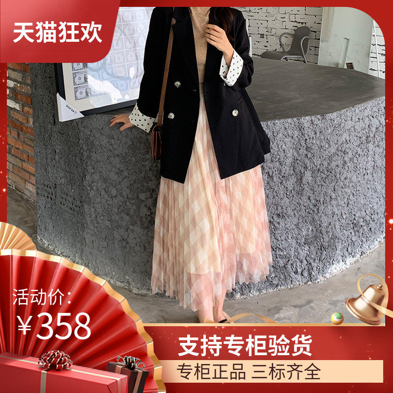 DI DVF2023初夏新款韩版撞色波点袖口休闲西装气质双排扣简约版上