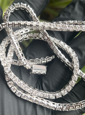 正方形莫桑石镶嵌网球链