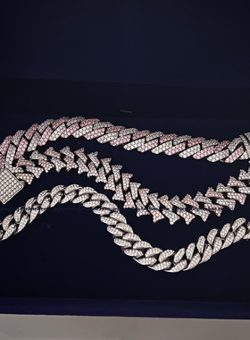 s925银古巴链碳硅石莫桑钻手链