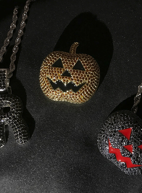 嘻哈饰品满钻吊坠项链万圣节