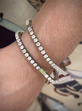 3mm Moissanite Tennis Chains网球链莫桑石镶嵌钻316L钢项链手链