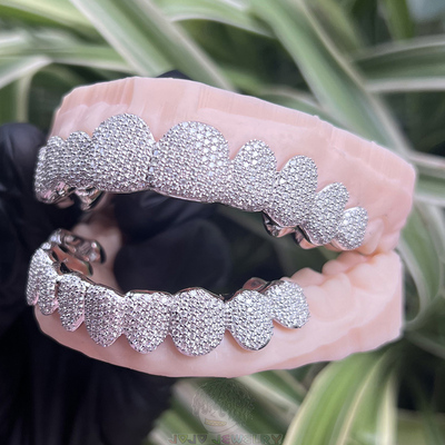 18k白金钻石牙套嘻哈hiphop钻牙