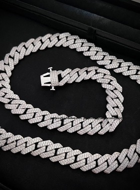 15mm古巴链定制字母弹簧扣子项链