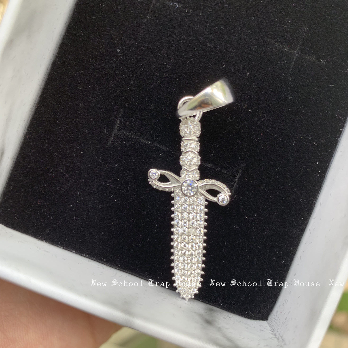 匕首吊坠项链街头配饰 rapper 21 savage额头的纹身silver925