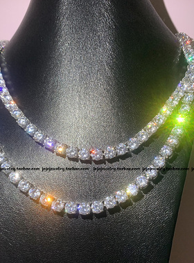 s925纯银钻链男女莫桑钻hiphop