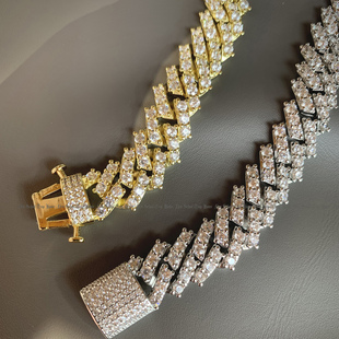 12mm嘻哈菱形古巴链条形状项链手链Diamond Cuban Link Chains